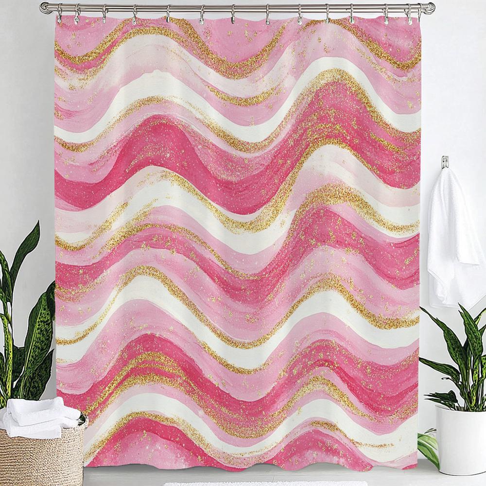 Сине-золотая текстурированная мраморная шторка для душа Черно-белый натуральный художественный узор Полиэстеровая ткань Стираемая шторка для душа Декор для ванной комнаты