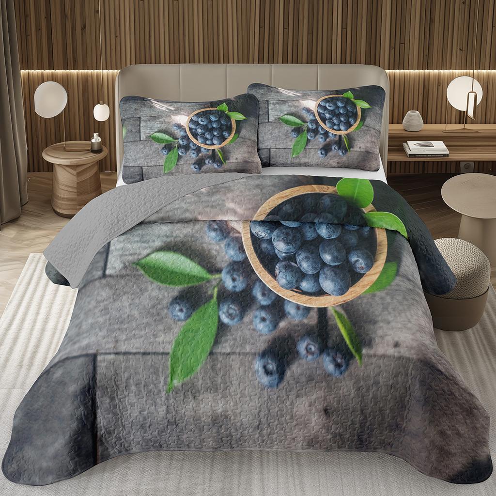 Покрывало с черникой размера кинг, твин, Гавайское летнее тропическое фруктовое покрывало для декора комнаты мальчика/девочки, Двустороннее стеганое постельное белье
