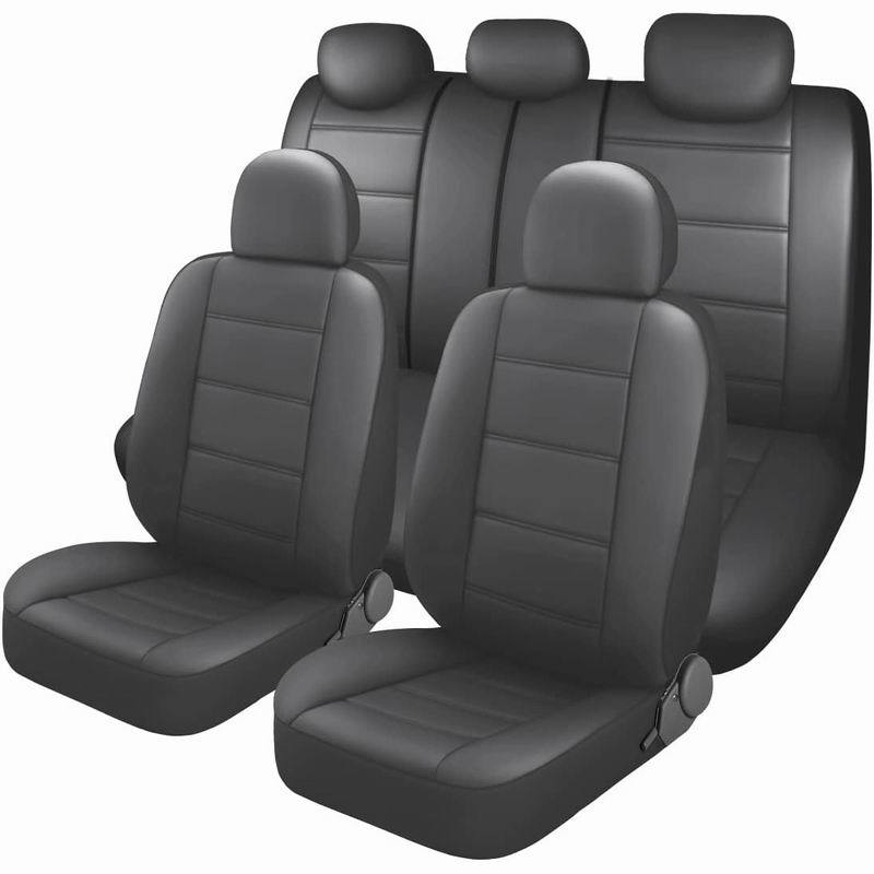 Роскошные универсальные чехлы для автомобильных сидений из искусственной кожи, аксессуары для интерьера, полный комплект, черные чехлы для автомобильных сидений, защитные чехлы для автомобильных сидений