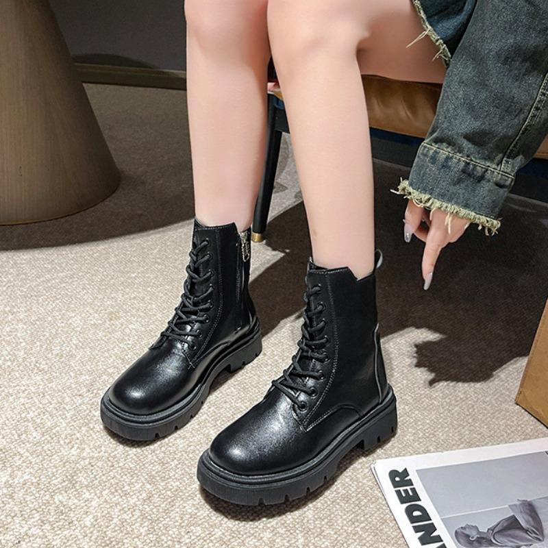 Модные женские ботинки из искусственной кожи на платформе, осенне-зимние, с мягкой подошвой, дизайнерские женские ботинки для мотоциклистов