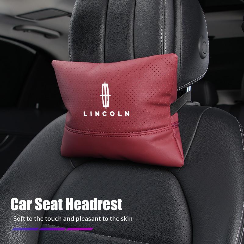Leather Car Seat Headrest Pillow Neck Cushion Perforated Breathable Pillow For Lincoln MKZ MKX Aviator Navigator Continental MKC zj5