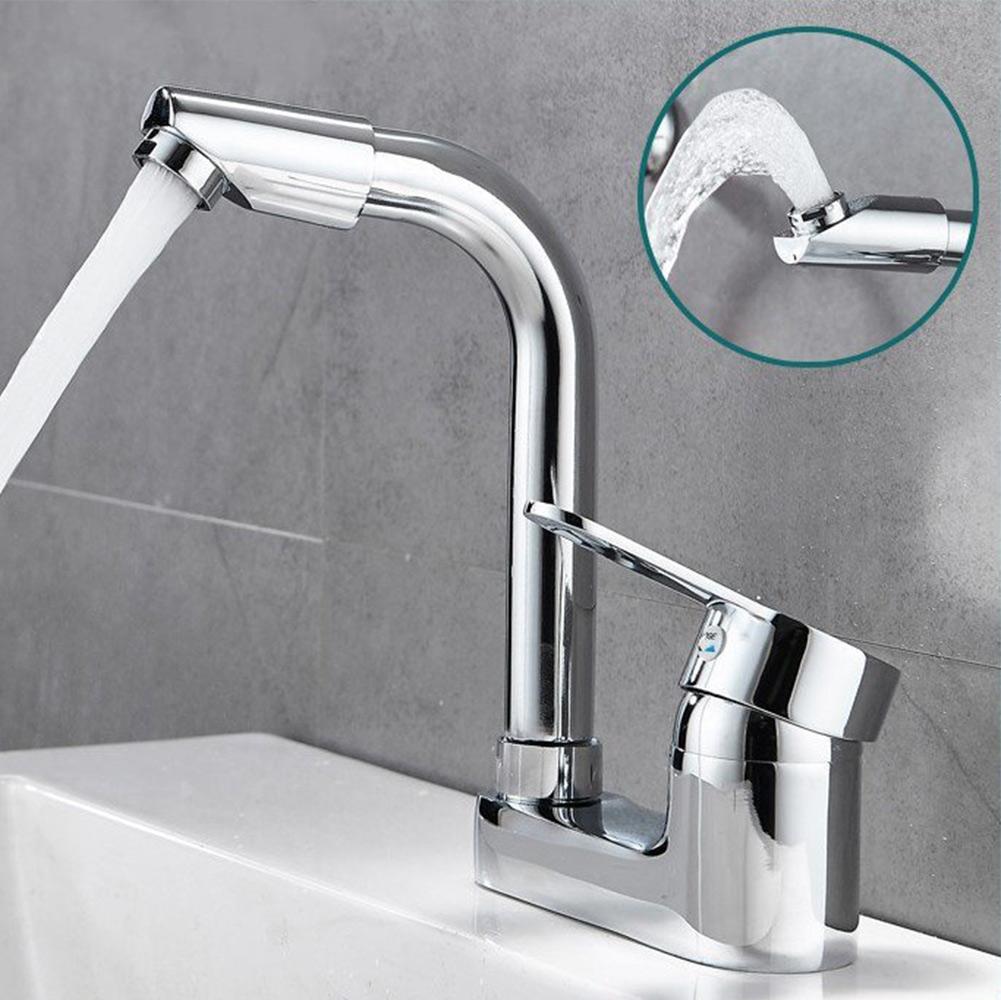 Bathroom Basin Faucet Hot And Cold Water Faucet Single Handle Deck Mounted Alloy Bathroom Washbasin Rotating Sink Water Tap