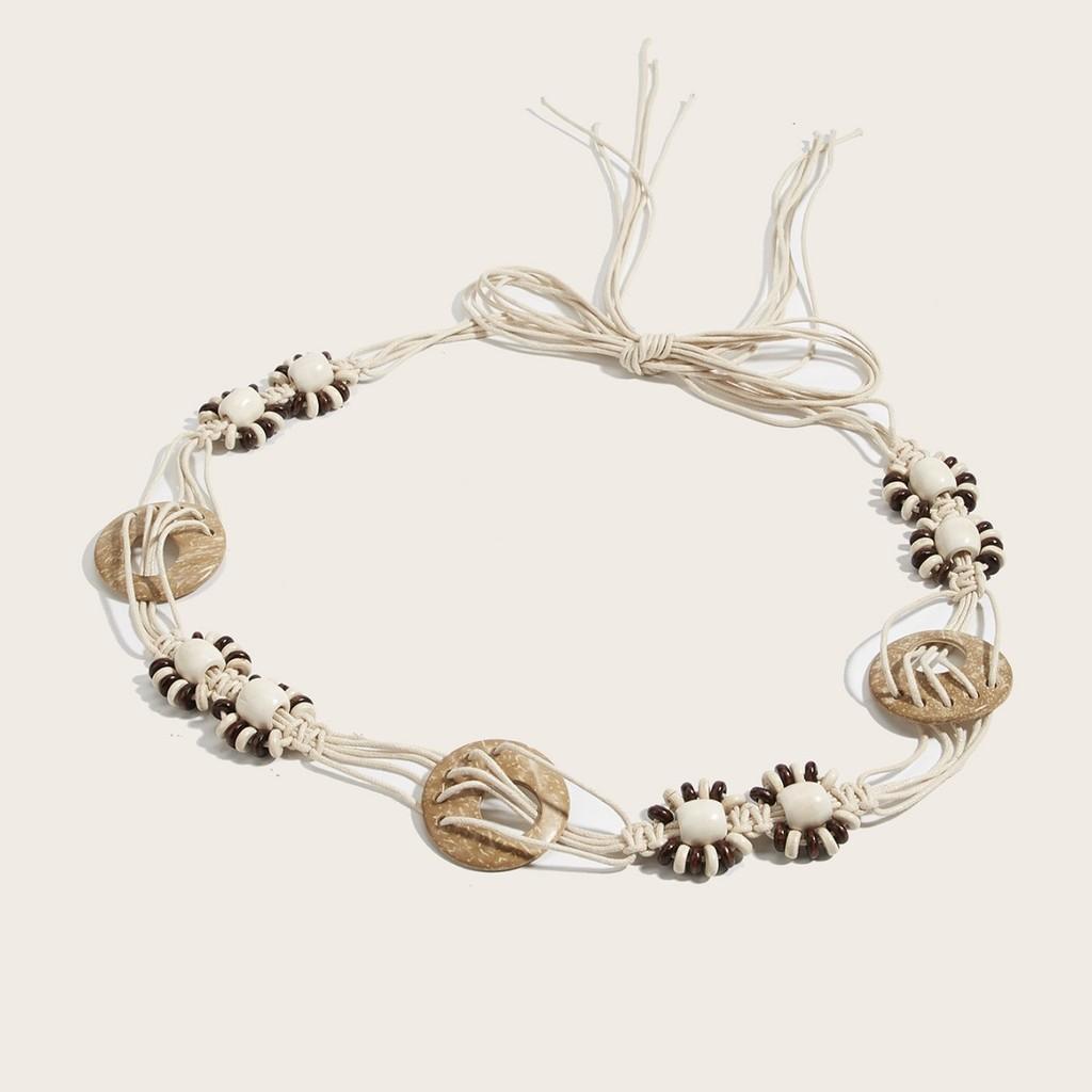 Vintage Boho Waist Chain For Women Made Of Cotton Linen With Knot Fastening For Dress Decor