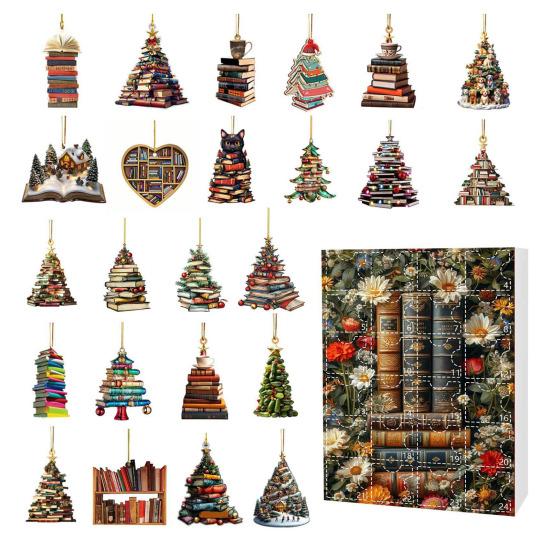 Книга Орнамент Адвент Календарь Акриловая Сложенная Книга Подвеска Рождественская Елка Подвесное Украшение Книжный Клуб Подарок для Любителей Книг