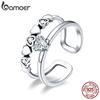 925 Sterling Silver Elegant Heart To Heart Clear Cubic Zircon Open Size Rings