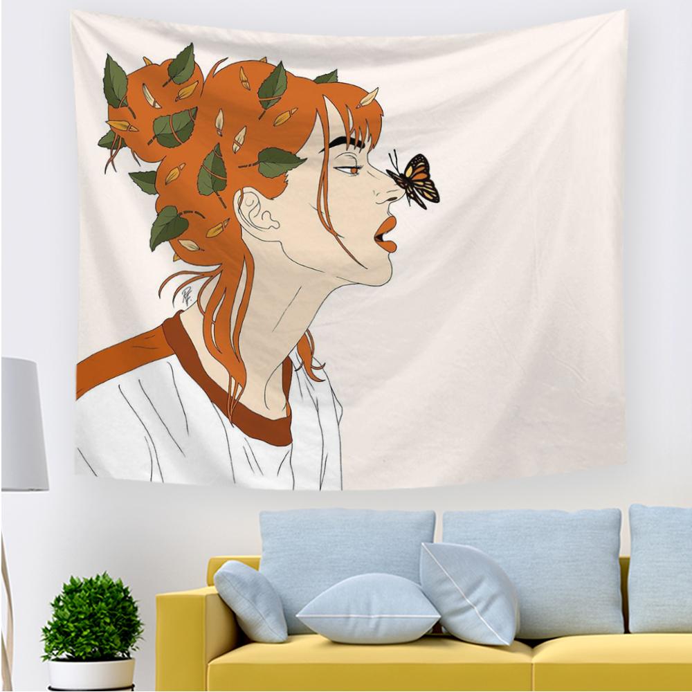 Home Decor Simple Ladies Tapestry With Flowers Cute Ladies Living Room Office Tapestry Tapestry Tapiz