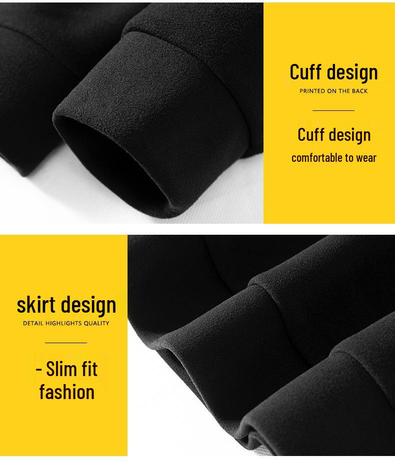 Cross2025 Men's Thermal Fleece Hoodie - Autumn/Winter Plus Size Long Sleeve Casual Base Layer