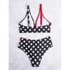 European and American split swimsuit women's print, color-blocked polka dot cross backless sexy high-waisted seaside swimsuit bikini