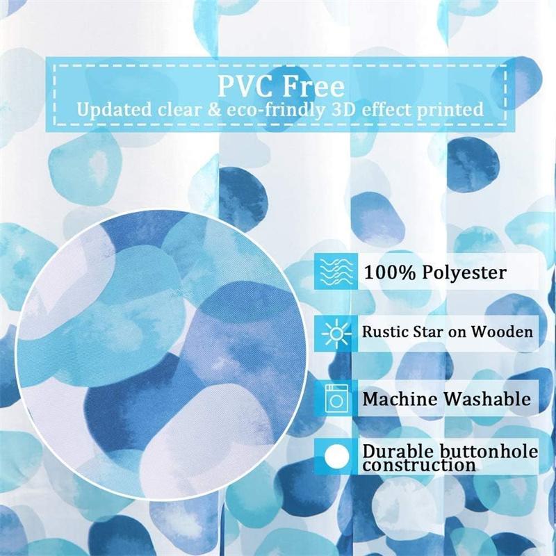 Shower Curtain Watercolor Blue Gradient Dot Print Waterproof Polyester Bath Curtain, Modern Abstract Bathroom Decor With Hooks