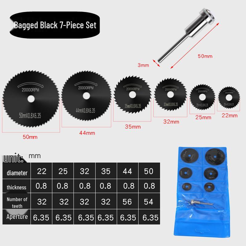 High-Speed Steel Circular Saw Blade Set for Wood, Plastic & Metal - Miniature Size for Hand Drills & Electric Grinders