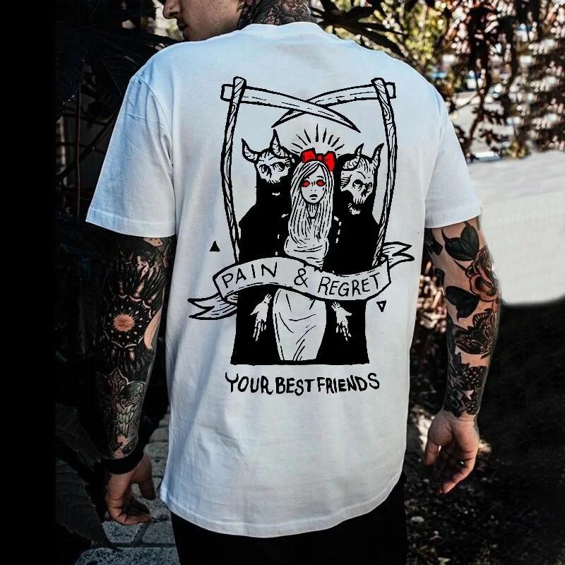 Hot Selling Men's Punk Skull Letter Printed Round Neck T-shirt Unisex Casual Summer Hip-hop Cool Holiday Soft Short Sleeved