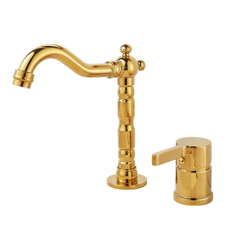 Смеситель для раковины Ванная комната два отверстия Широкораспространенный Темно-золотой смеситель для ванной комнаты кран для раковины вращающийся на 360 градусов широко распространенный Черный кран для раковины