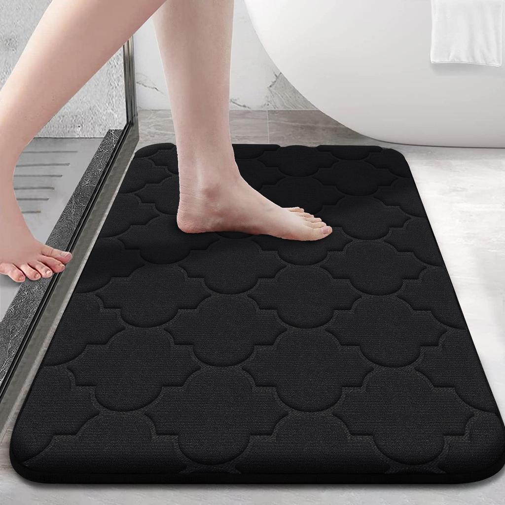 Simple Embossed Bathroom Absorbent Foot Mat Shower Room Floor Mat Thickened Sponge Toilet Mat Dirt-resistant Non-slip Mat