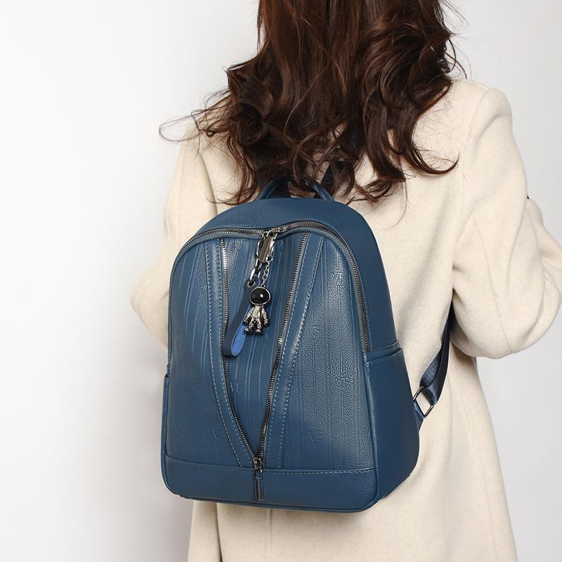 Сплошной цветной рюкзак Женский кожаный рюкзак Дорожная сумка