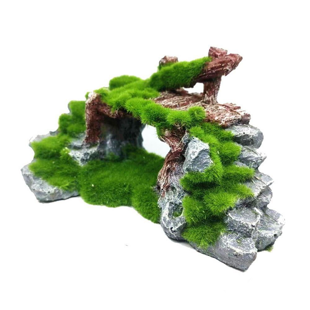 Green Moss Fluff Bridge Fish Tank Ornament Artificial Fish Shrimp Hiding Cave  Aquarium Accessories