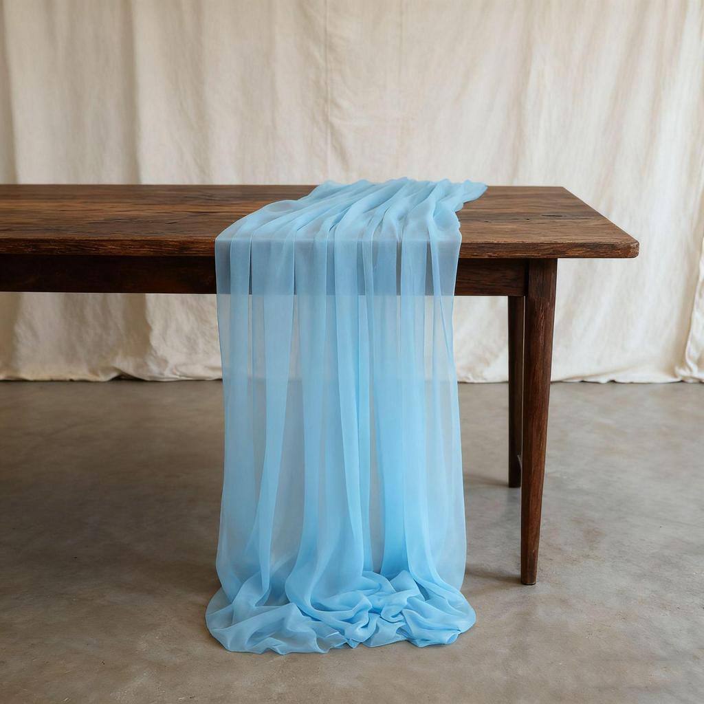 Nordic Wedding Voile Table Runner: Solid Chiffon Crepe Decoration for Dining and Parties