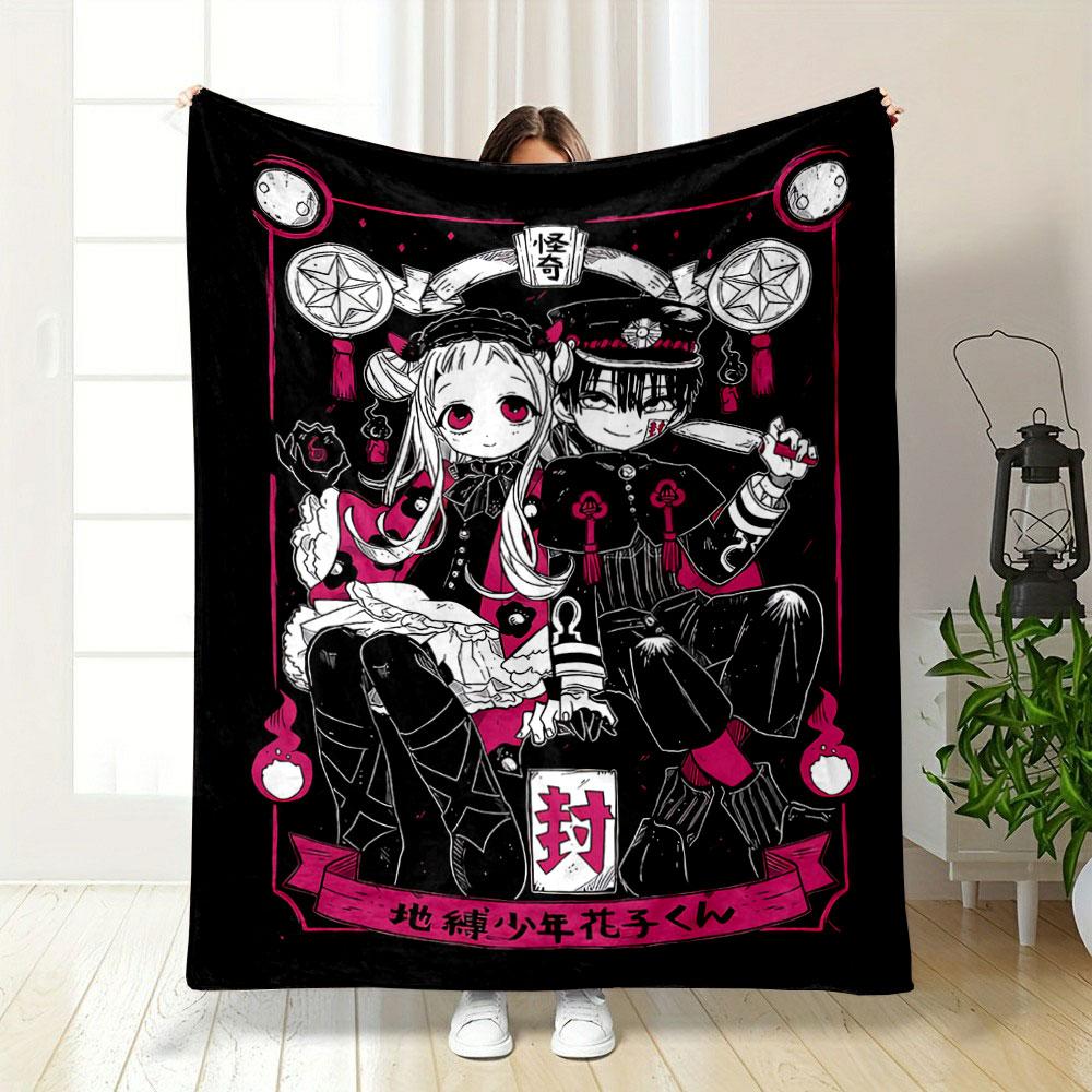 Two stylized characters in a gothic and occult-themed illustration. for all seasons blanket lunch break throw gift