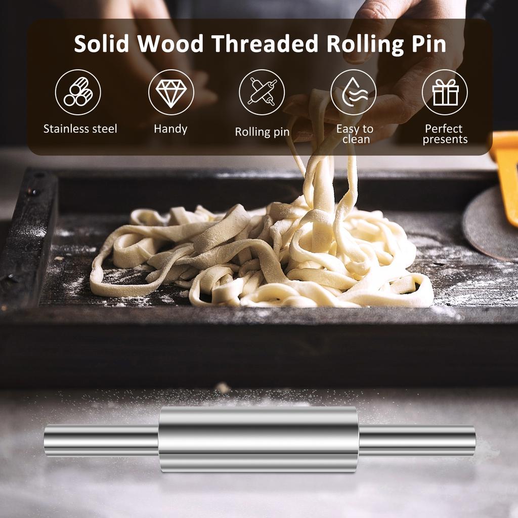 3 Pcs Stainless Steel Rolling Pin with Handles Nonstick Roll Pin Smooth Dough Roller Ergonomic Baking Rolling Pin for Pie Crust