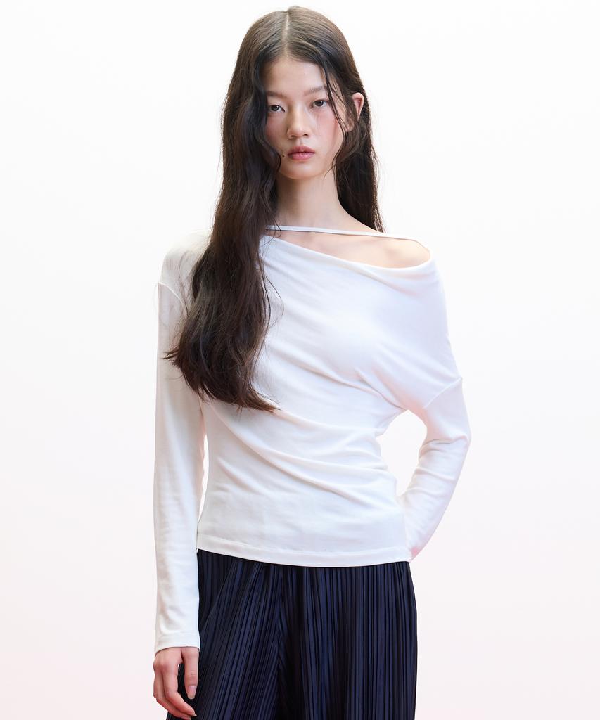 HAE BY HAEKIM [Atelier] Топ с драпировкой на бретельках_Белый