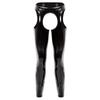 Mens High Waist Patent Leather Pants Cutout Design Nightclub Attire