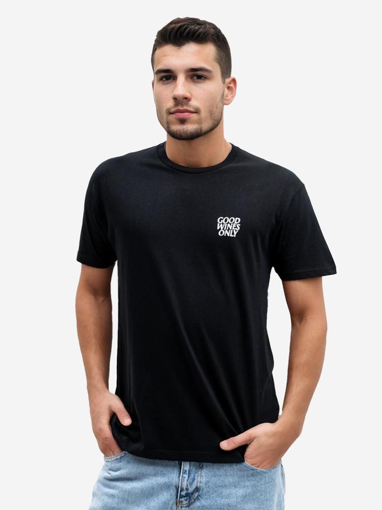 MyStars Good Wines Men's Black Short Sleeve T-Shirt L