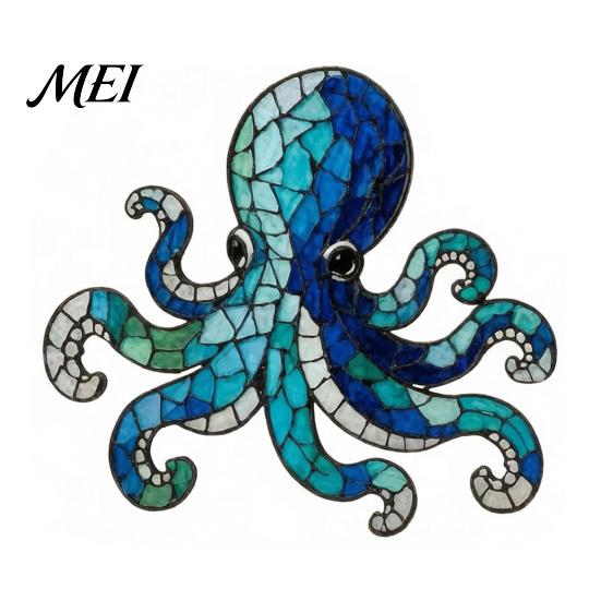 Unique Craft Gifts for Friends Octopus Mosaic Kit Beginners, DIY Acrylic Sea Animal Glass Set with Step-by-Step Deep Creature Instructions,