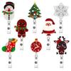 Retractable Christmas Theme Badge Reel For Nurse Id Name Badge Holder Staff Work Card Clip Pass Bus Card Sleeve Clip Reel