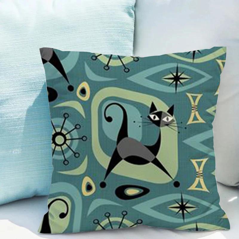 Halloween Black Cat Pillowcase 45*45 Sofa Cushion Cover 40x40 Double-sided Printing Throw Pillow Covers Decorative Short Plush