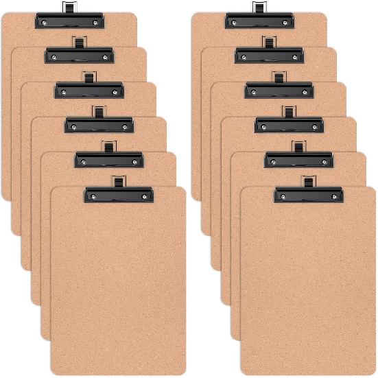 Набор из 2 деревянных планшетов с держателем для ручки, размер Letter 9 x 12,5'' для класса, студентов, детей, твердый планшет 8,5 x 11'' с низкопрофильным черным зажимом