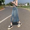 Women's High-Waist Denim Midi Skirt - Summer 2025 Retro Bodycon A-Line