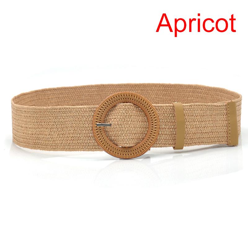 Summer Women'S Elastic Band Round Buckle Retro Bohemian Braided Dress Belt