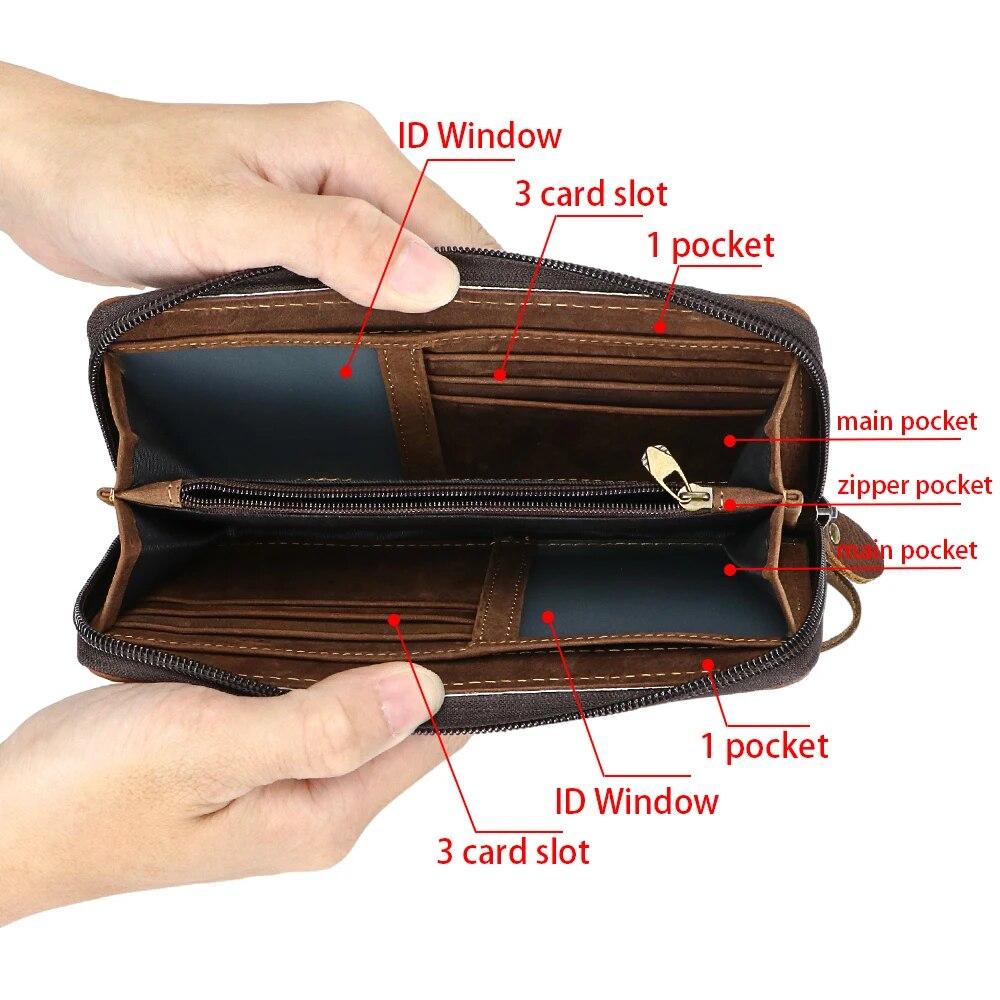 Длинные кошельки-клатчи Royal Bagger на молнии в стиле ретро, ​​кошелек для монет из натуральной кожи, мужская сумка на руку большой емкости 1659