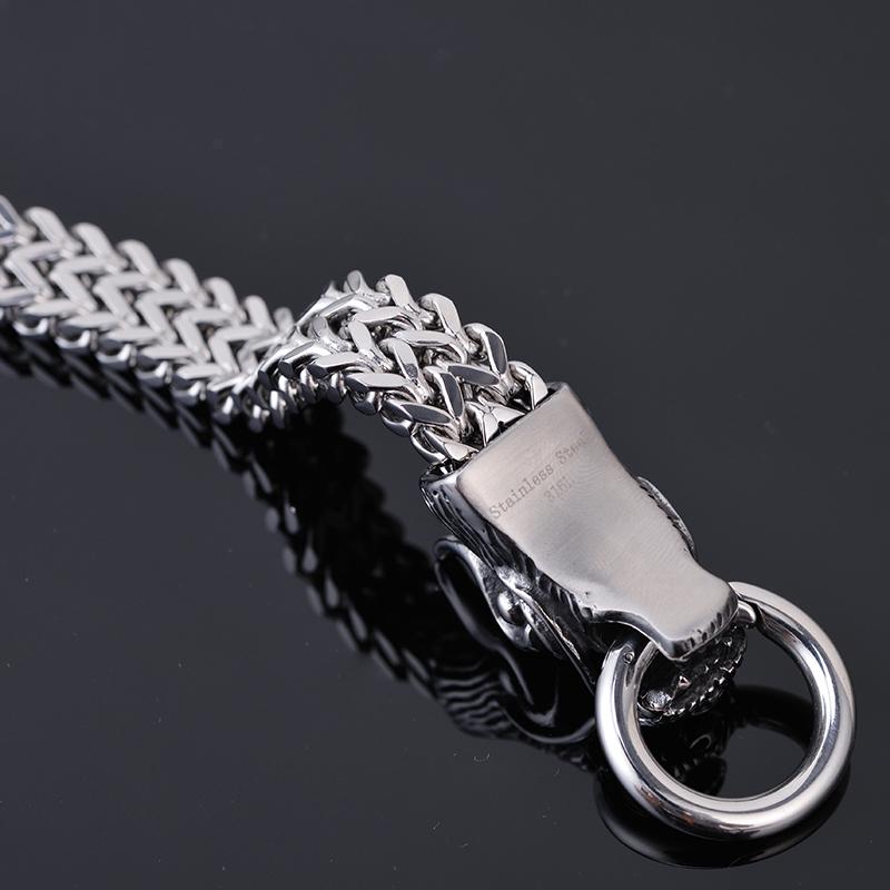 Punk Rock Double Dragon Head Man Bracelet For Men Friendship Men's Bracelets 8.8" 11MM Width Stainless Steel Franco Chain Male Jewelry