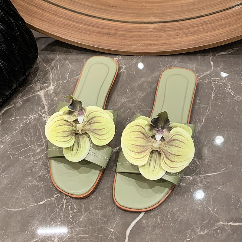Женские пляжные шлепанцы для отдыха Весна Лето Квадратный носок Открытый носок Сандалии с бабочками Уличные повседневные модные шлепанцы Большой размер 42