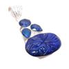 Burmese Sapphire Gemstone Handmade 925 Sterling Silver Jewelry Pendant 2.09" AH-5182