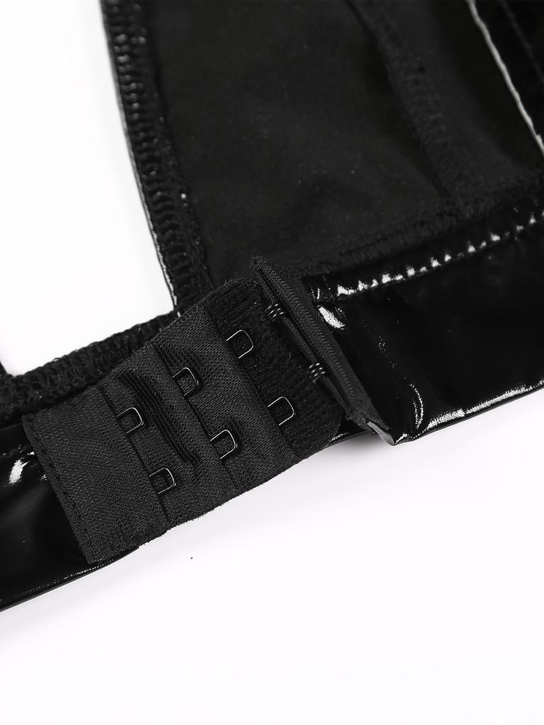 Женский сексуальный бюстгальтер из лакированной кожи из 2 предметов с расклешенными мини-юбками, комплекты клубной одежды для вечеринок Rave Dance