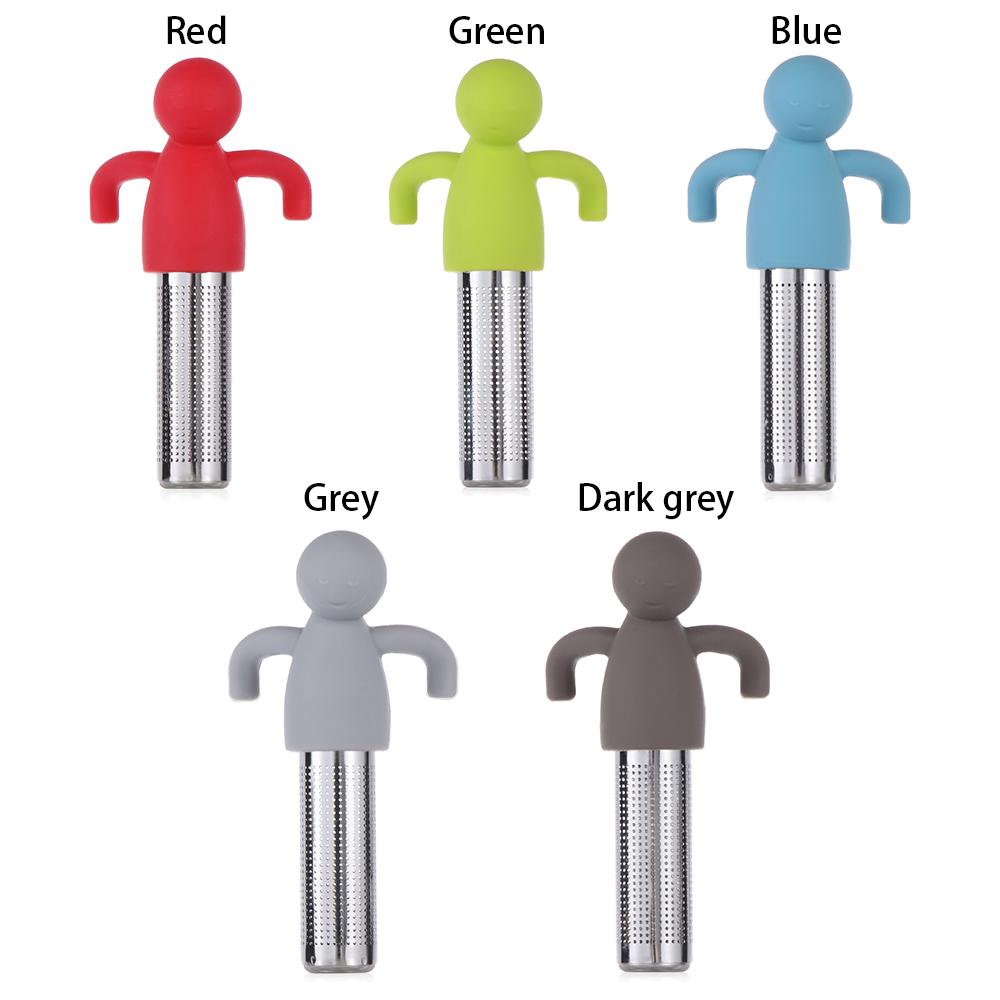 Фильтр для заваривания чая из нержавеющей стали с силиконовым покрытием в форме маленького человечка, ситечко для заваривания листьев