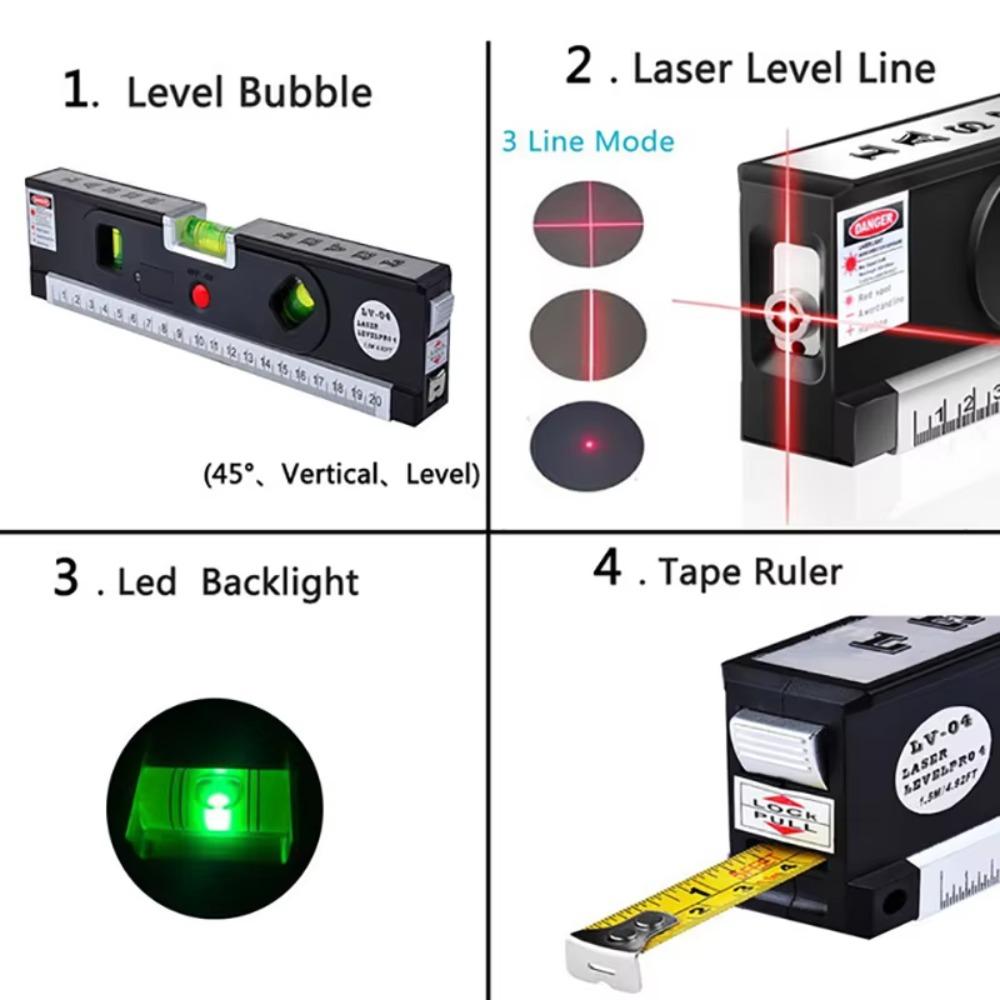 Adjustable Laser Level High Precision Cross Line Lasers Right Angle Spirit Level Woodworking