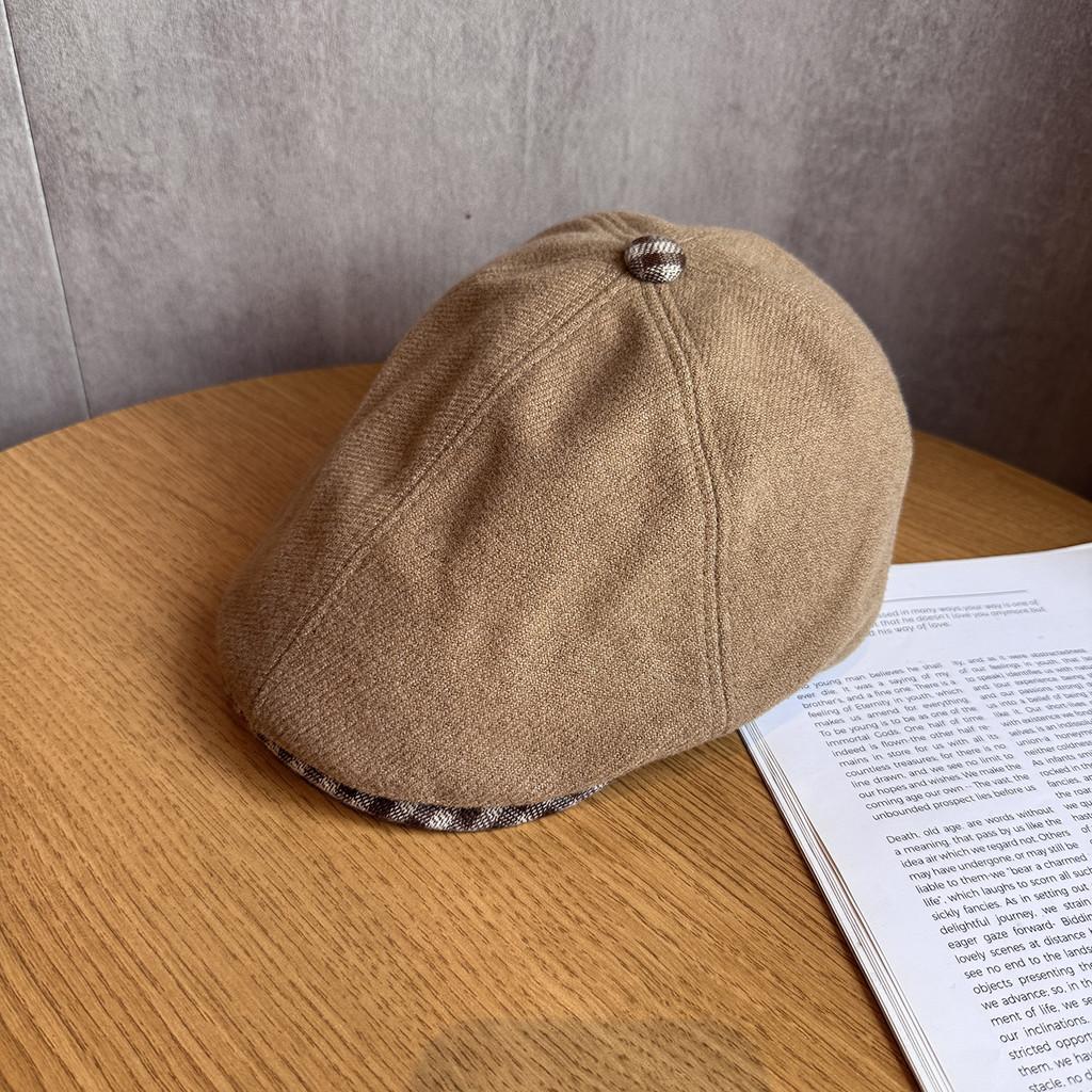 Stylish Cap Newsboy Women Casual Breathable Beret Hat With Plaid Wide Brim