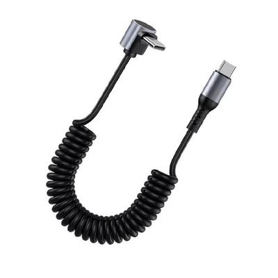 Спиральный USB C - USB C кабель, гибкая длина, PD100W, быстрая зарядка, передача данных для телефона, планшета, шнур питания, линия данных