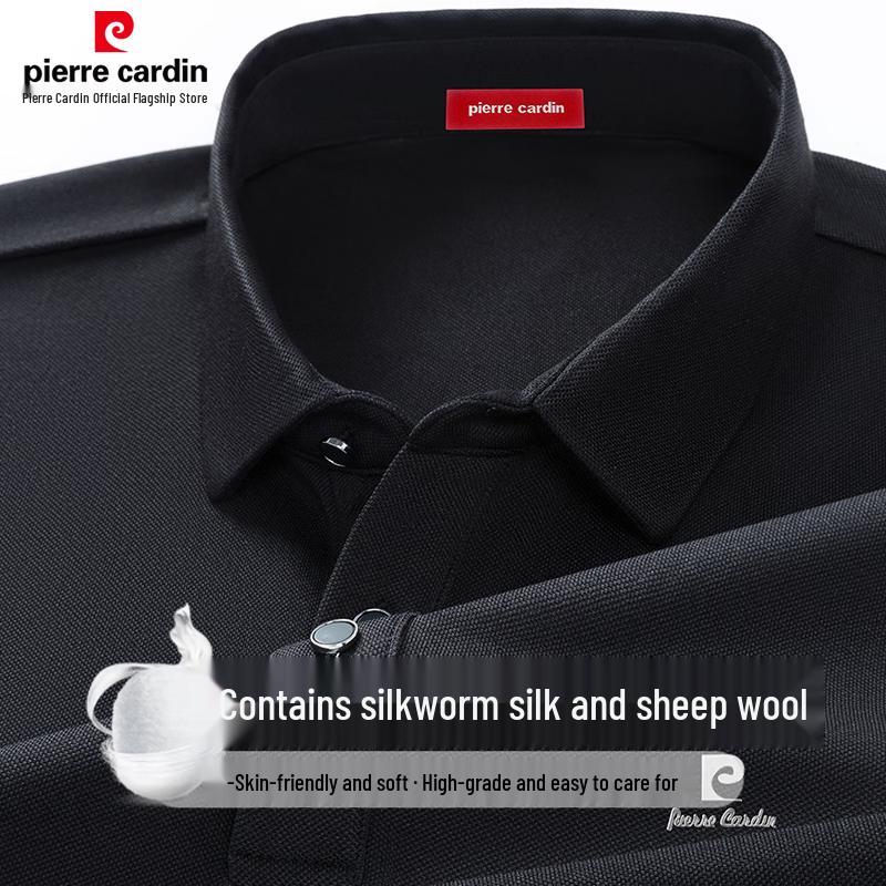 Pierre Cardin Men's Silk Wool Blend Long Sleeve Polo Shirt