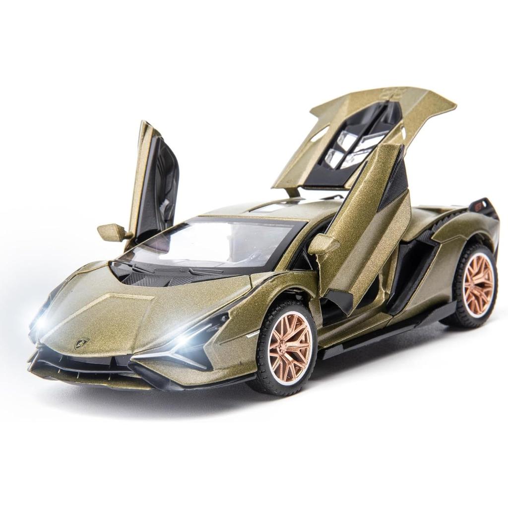 1/32 Lambo Sian FKP37 Car Model Toy Child Sound and Light Pull Back Car Zinc Alloy Casting Toys for Kids Boy Girl Gift