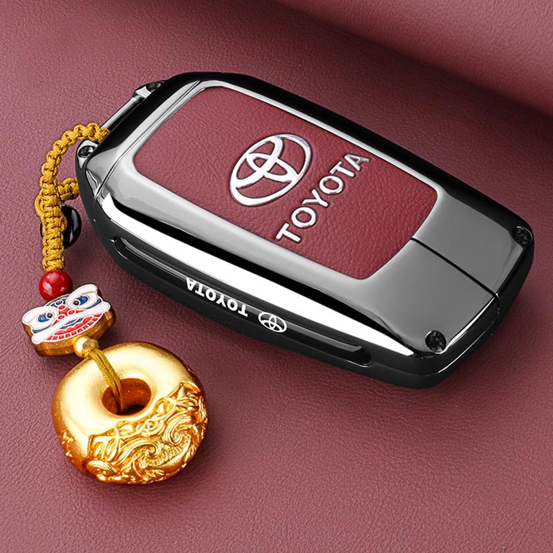 Кожаный чехол для автомобильного ключа из цинкового сплава для Toyota Corolla Hybrid 2021 Rav4 Land Cruiser Prado Camry Highlander Prius C-HR 2018+