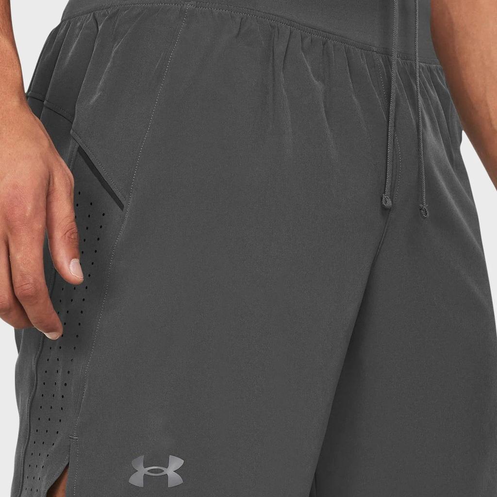 Under Armour Шорты мужские повседневные со шнуровкой и логотипом средней посадки, темно-серые 1376508-025