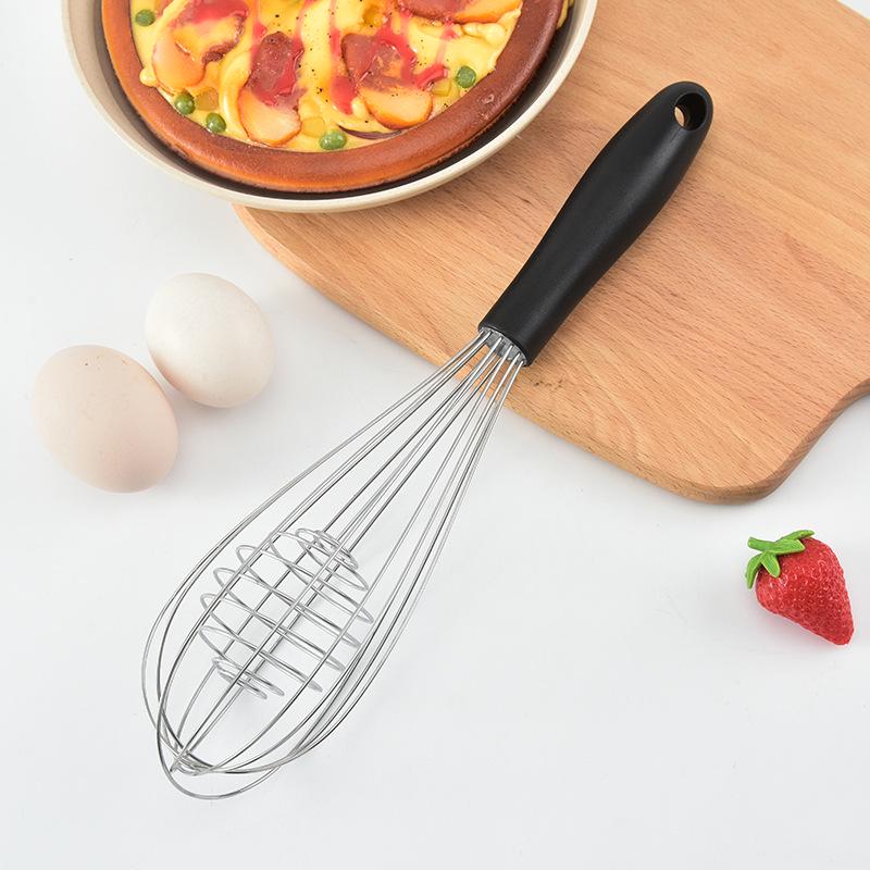 Stainless Steel Egg Beater with Rubber Handle - Handheld Mixer for Baking and Frothing