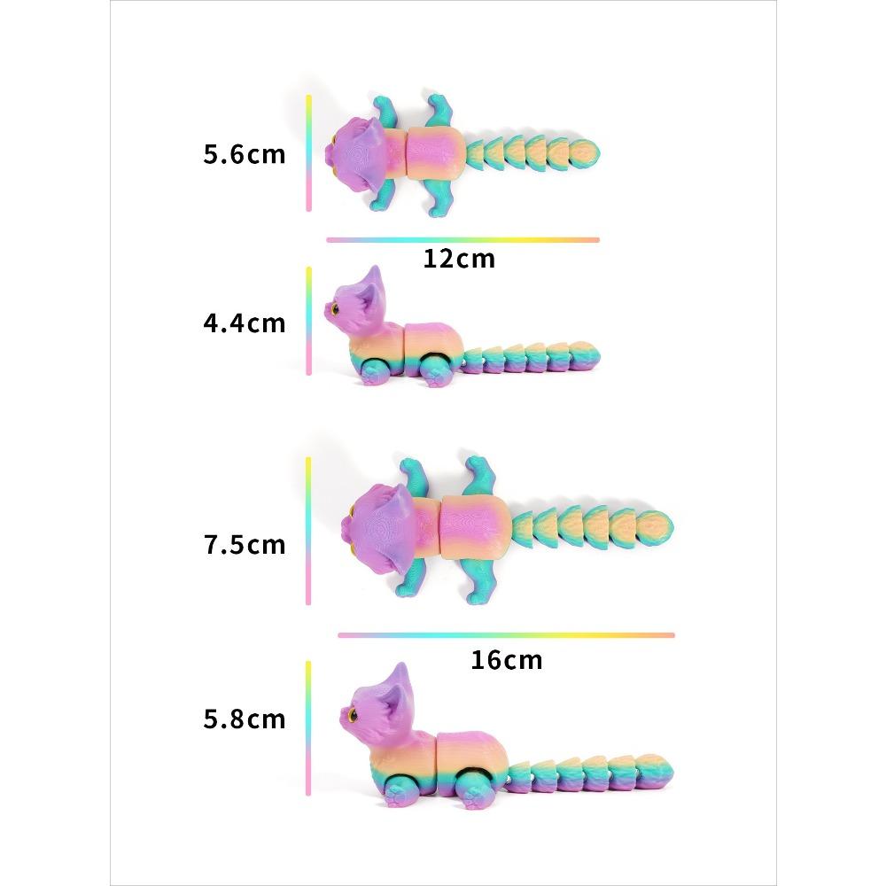 3D-печатные милые кошки Фиджет-игрушки Хвост с подвижным суставом Кавайный котенок Декор для комнаты Декор для автомобиля Настольные украшения Подарки друзьям