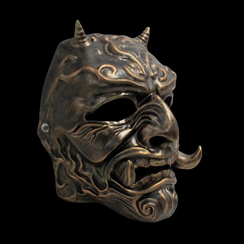 Japanese Hannya Resin Mask With Ancient Silver Finish For Christmas And Halloween