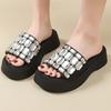 Fashion Big Crystal Chunky Platform Wedge Sandals Women Summer 2025 Thick Bottom Shiny Gem Slides Woman Slip On Mules Sandalias De Mujer