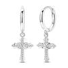 925 Silver Classic Zircon Cross Pendant Hoop Earrings for Women Jewelry Gift