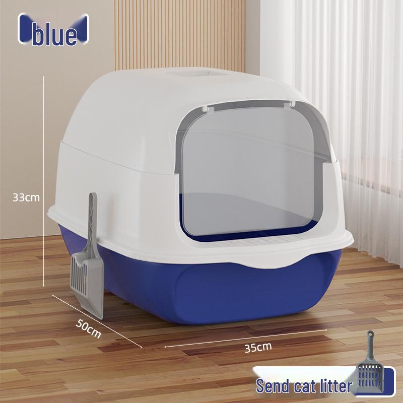 Extra Large Enclosed Cat Litter Box with Handle - Anti-Splash, Odor-Proof Design.
